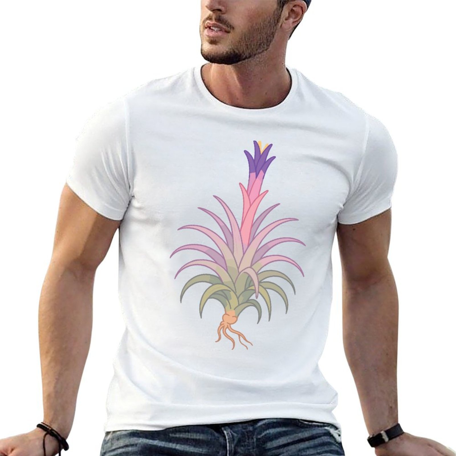 Air Plant Tillandsia - Koszulka męska z nadrukiem kolorowej rostliny